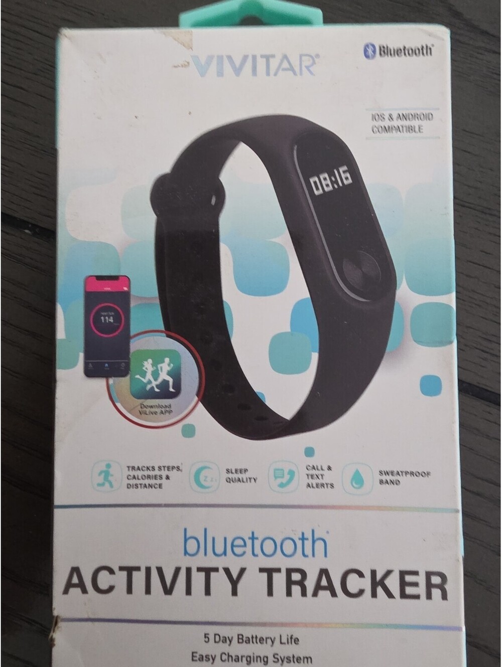 VIVITAR Activity Action Tracker Compatible with iOS and Android NEW/SEALED Black